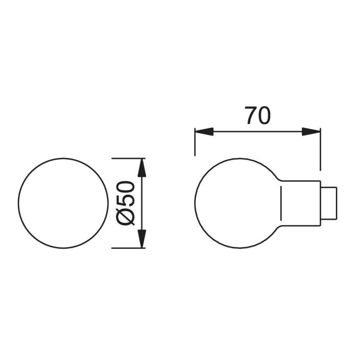 HOPPE ZT-Écrou à bouton 50, aluminium DIN gauche-droite, VK8 anodisé naturel