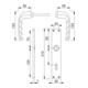 HOPPE ZT Garniture de poignée plaque longue, carrée Birmingham, 1117/202SP BB, 8/72, F4, TS 27-47-2