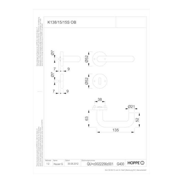 HOPPE Zt-Grt. K138/15/15S, OB F9016,40-44