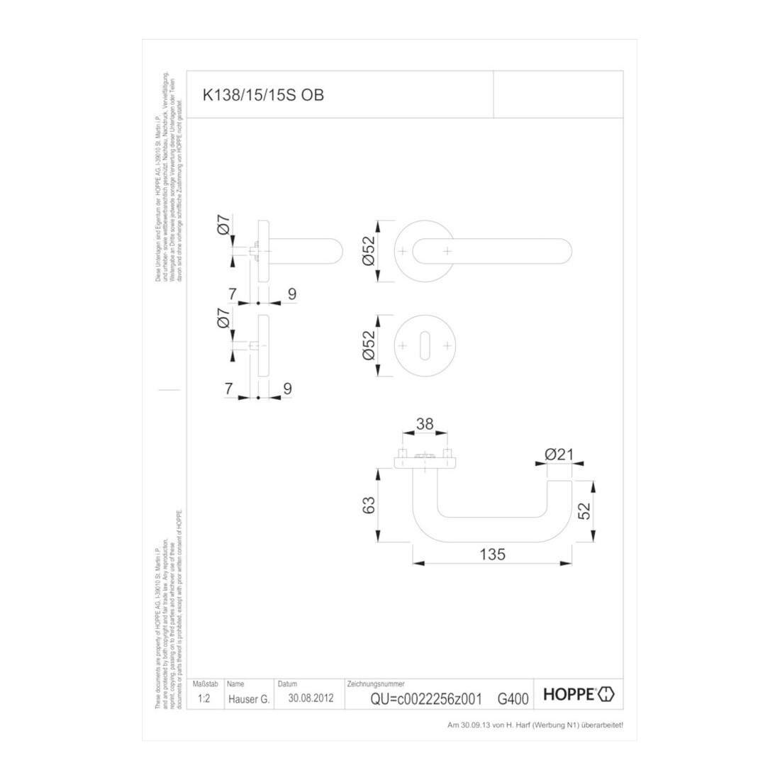 HOPPE Zt-Grt. K138/15/15S, OB F9016,40-44