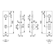 HOPPE ZT-Plaque courte 202KP WC Bouton/fente E78 ALU, F2 anodisé, pièce-3