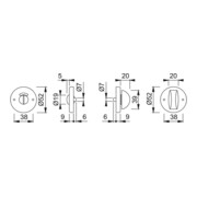 HOPPE ZT-Schlüsselrosette 42KVS rd., WC/SS F1 eloxiert,TS 37-42-3