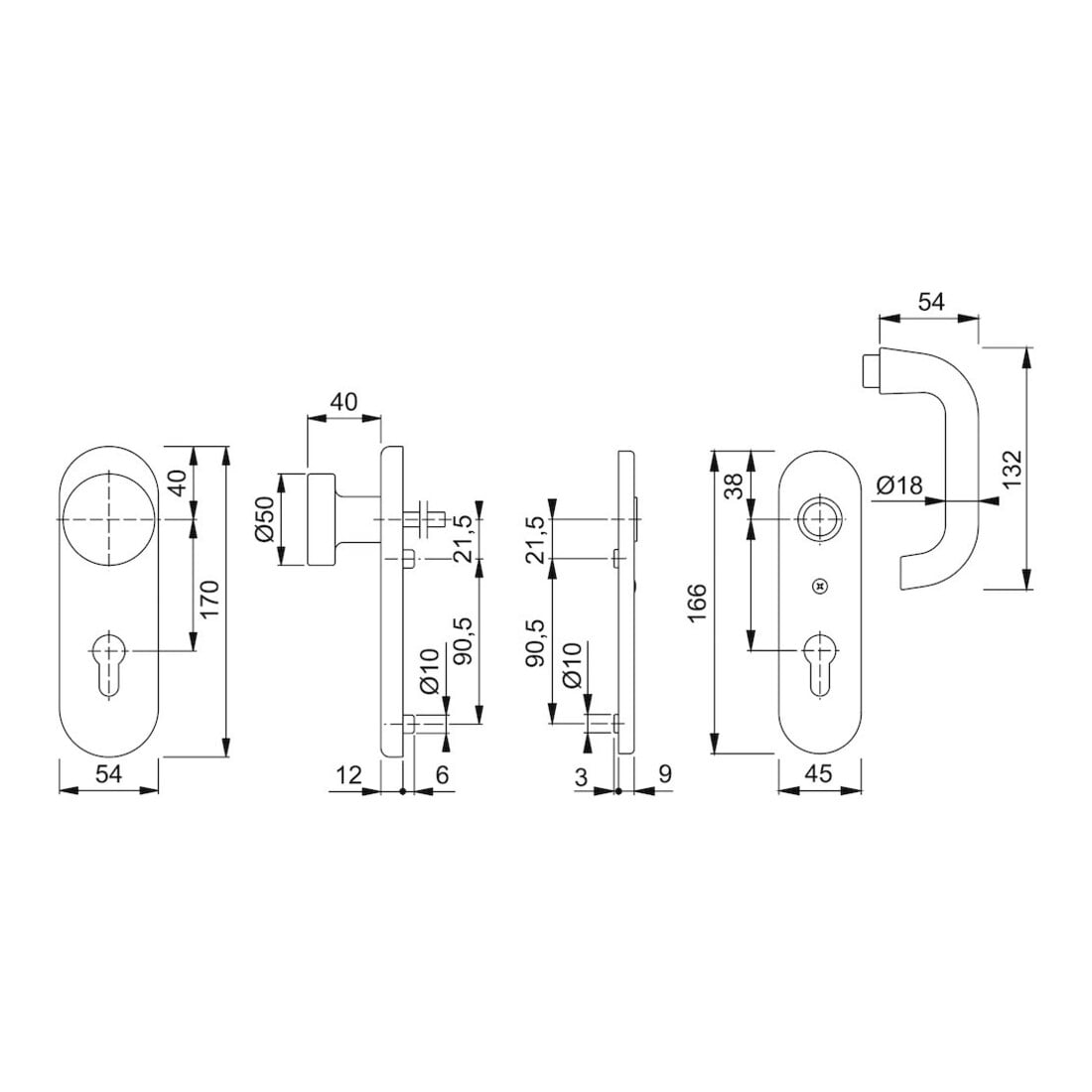 HOPPE ZT-SI-WSG,Paris 58/3331K/353K-1/138L oval,PZ E72,F1 eloxiert