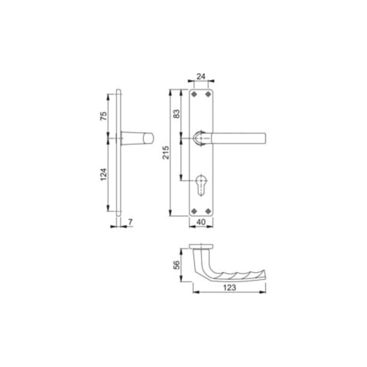 Hoppe Zylinderschloss Langschildgarnitur Birmingham 1117/202SP Alu. F2 PZ 72mm DIN L/R