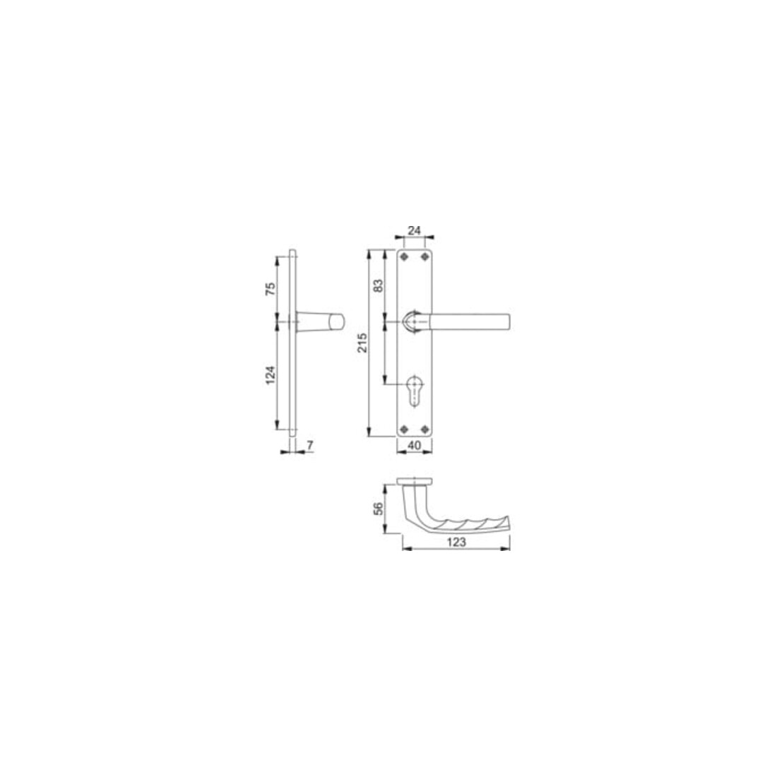 Hoppe Zylinderschloss Langschildgarnitur Birmingham 1117/202SP Alu. F2 PZ 72mm DIN L/R
