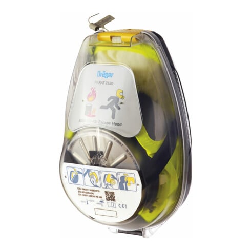 Hotte d'évacuation incendie et industrielle Dräger PARAT® 7530 Hard Case, filtre ABEK CO P3