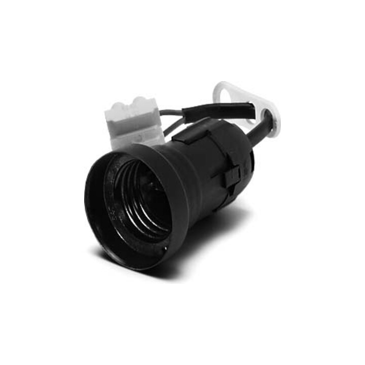 Houben Pendule de chantier E27 avec prise, plastique noir, câble 150 mm 537300