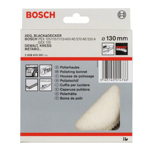 Bonnet de polissage Bosch en laine de mouton pour polisseuses