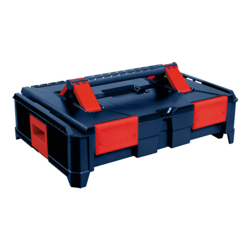 Hünersdorff BoxOnBox S Werkzeugkoffer aus ABS dunkelblau/rot, Innenmaße 300x400x80 mm