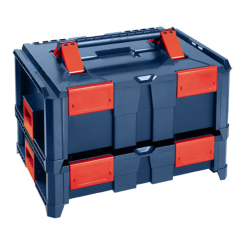 Hünersdorff BoxOnBox S Werkzeugkoffer aus ABS dunkelblau/rot, Innenmaße 300x400x80 mm