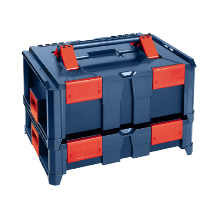 Hünersdorff BoxOnBox S Werkzeugkoffer aus ABS dunkelblau/rot, Innenmaße 300x400x80 mm