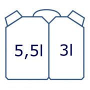 Hünersdorff Doppelkanister ECO 5,5+3 L, HD-PE natur, mit UN-Zulassung, Zubehör schwarz-5