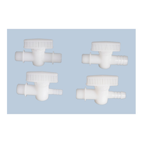 Hünersdorff Durchgangshahn R 1/2" x 1/2" natur, Gewinde + Tüllenanschluss, LDPE