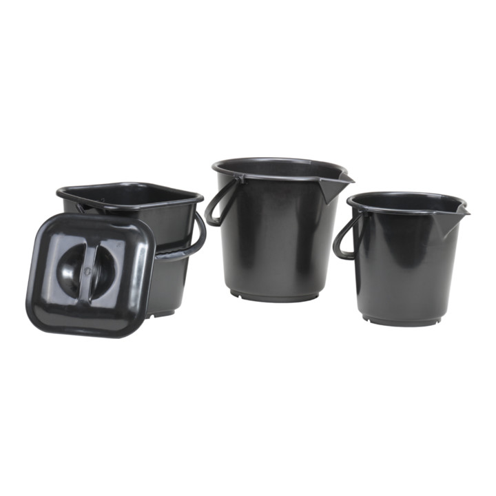 Hünersdorff Industrie-Eimer 17 L, rund mit Ausguss schwarz, HDPE