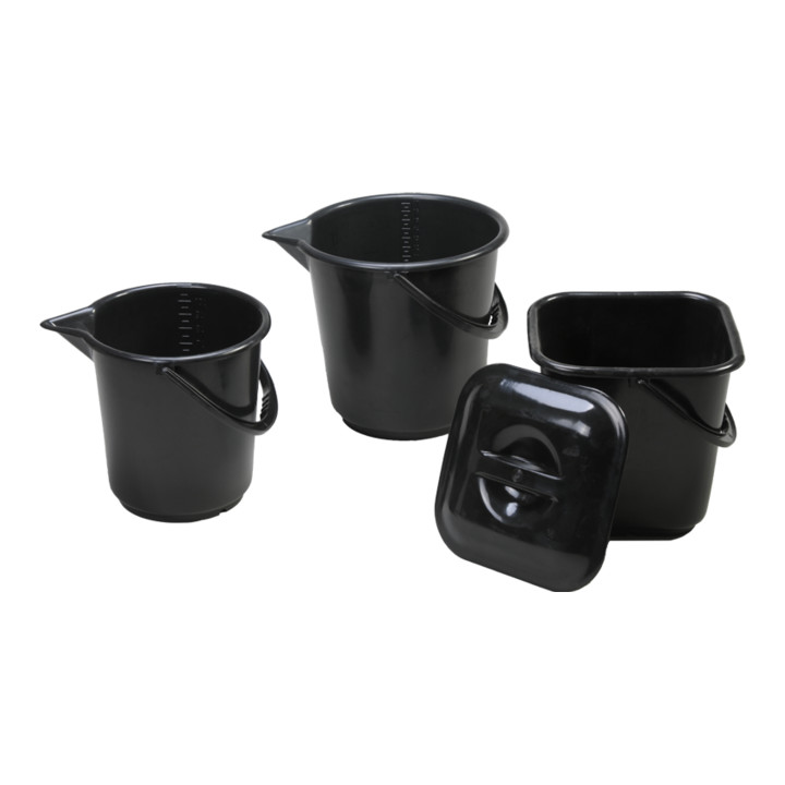 Hünersdorff Industrie-Eimer 17 L, rund mit Ausguss schwarz, HDPE