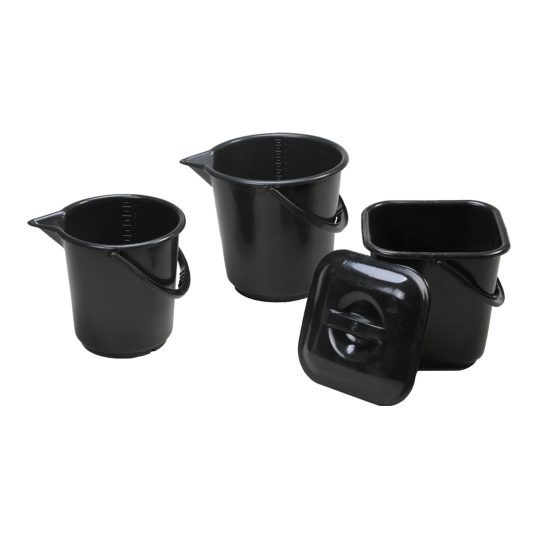 Hünersdorff Industrie-Eimer 17 L, rund mit Ausguss schwarz, HDPE