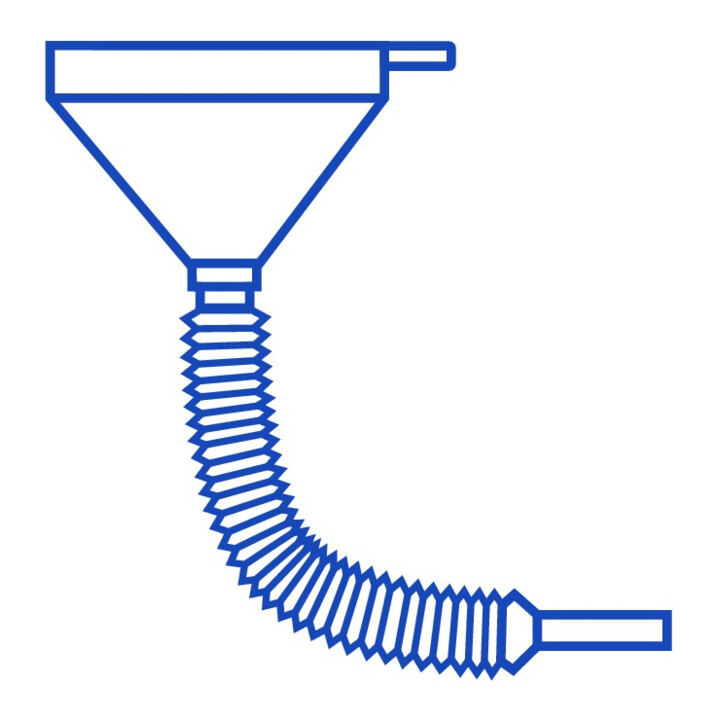 Hünersdorff Kombitrichter 160 mm aus Weißblech mit flexiblem Metallauslauf L = 300 mm
