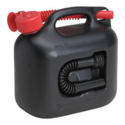 Hünersdorff Kraftstoff-Kanister PREMIUM (UN) 5 L schwarz,UN-Zulassung,HDPE, rotes Zubehör