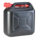 Hünersdorff Kraftstoff-Kanister STANDARD 10 L, HDPE schwarz, mit UN-Zulassung, rotes Zubehör
