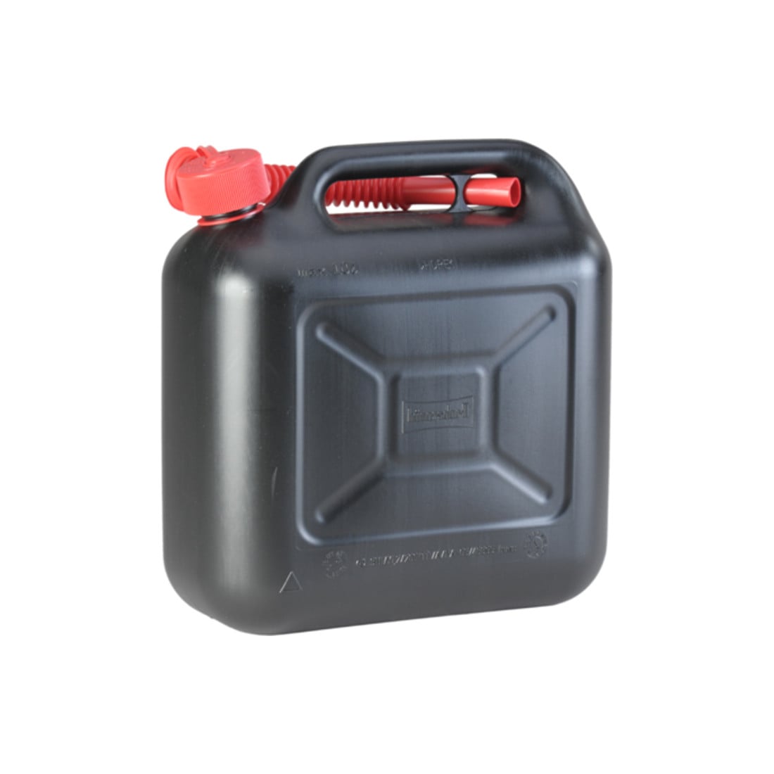 Hünersdorff Kraftstoff-Kanister STANDARD 10 L, HDPE schwarz, mit UN-Zulassung, rotes Zubehör