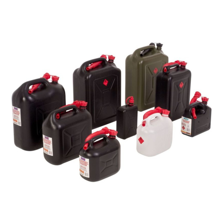 Hünersdorff Kraftstoff-Kanister STANDARD 20 L, HDPE blau, mit UN-Zulassung, rotes Zubehör