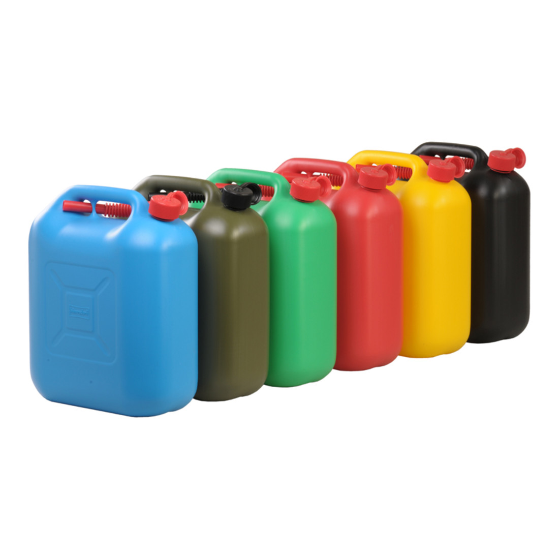 Hünersdorff Kraftstoff-Kanister STANDARD 20 L, HDPE schwarz, mit UN-Zulassung, rotes Zubehör