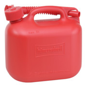 Hünersdorff Kraftstoff-Kanister STANDARD 5 L, HD-PE rot, mit UN-Zulassung und rotem Zubehör