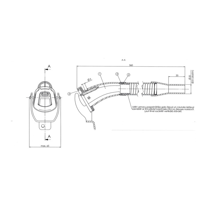 Hünersdorff Metall-Diesel-Auslaufrohr 380mm,flexibel für Metall-Kanister, grau/schwarz