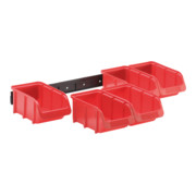 Hünersdorff Sichtboxen-Set PP mit Kunststoffschiene 5 x Gr. 2, rot