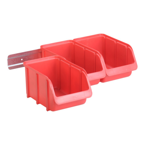 Hünersdorff Sichtboxen-Set PP mit Metallschiene 3 x Gr. 3, rot