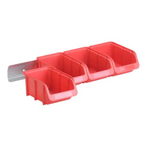 Hünersdorff Sichtboxen-Set PP mit Metallschiene 4 x Gr. 2, rot