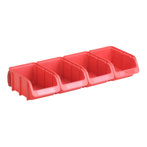 Hünersdorff Sichtboxen-Set PP mit Metallschiene 4 x Gr. 2, rot