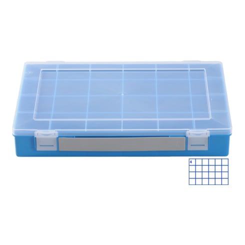 Hünersdorff Sort-kasten PP-CLASSIC, 24 Fächer 225x335x55 mm, blau, mit Tragegriff