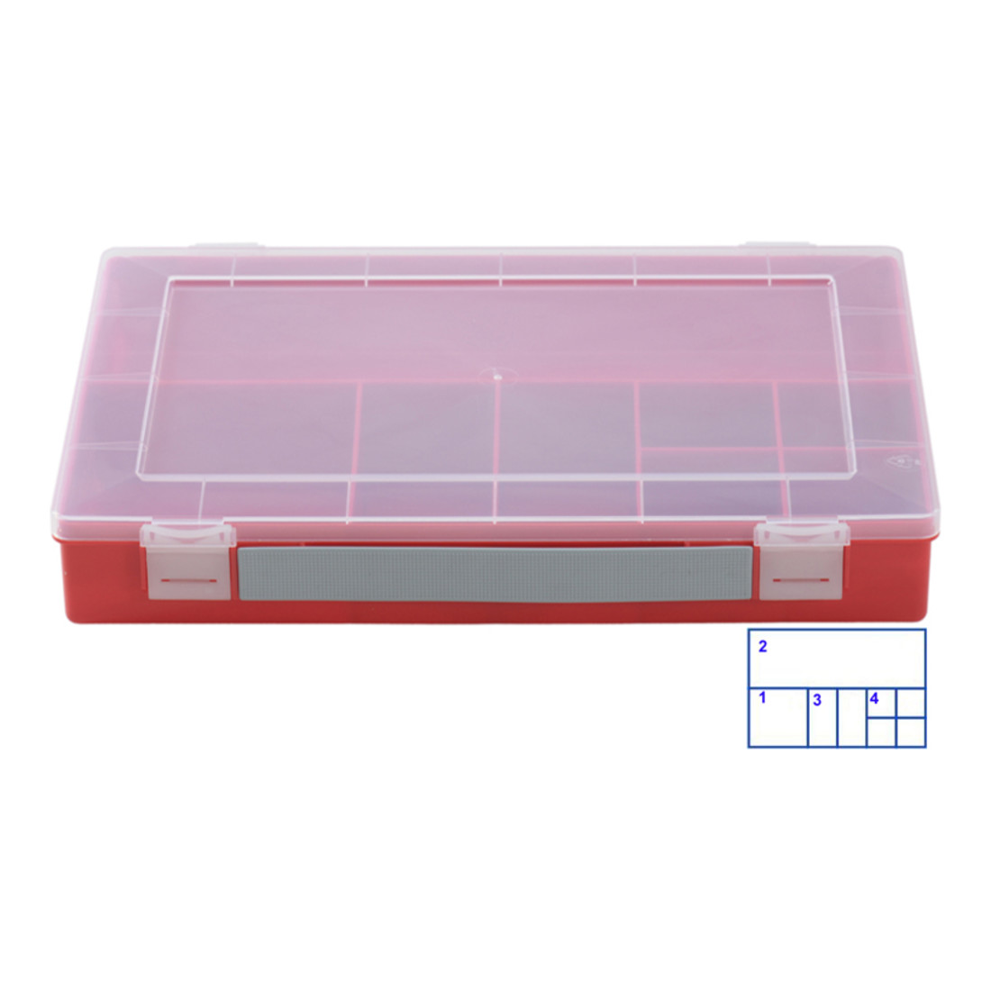 Hünersdorff Sort-kasten PP-CLASSIC, 8 Fächer 225x335x55 mm, rot, mit Tragegriff