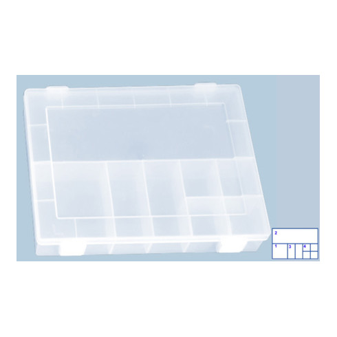 Hünersdorff Sort-kasten PP-CLASSIC, 8 Fächer 225x335x55 mm, transparent