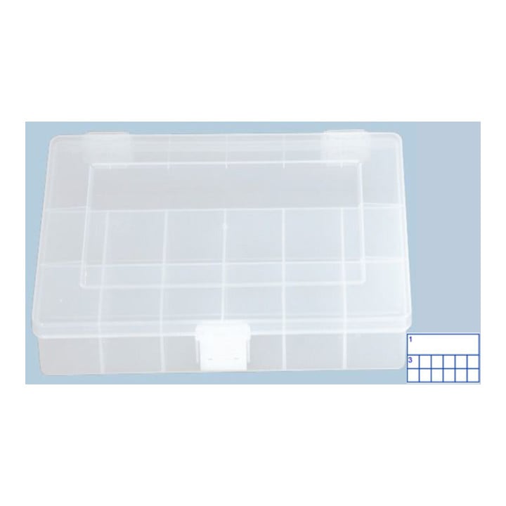 Hünersdorff Sort-kasten PP-COMPACT, 13 Fächer 170x250x46 mm, transparent