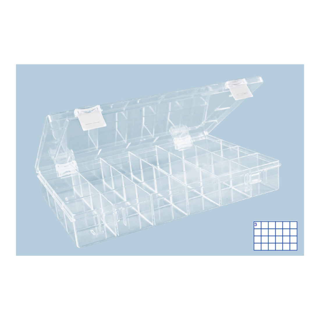 Hünersdorff Sort-kasten PS-CLASSIC, 24 Fächer 225x335x55 mm, glasklar