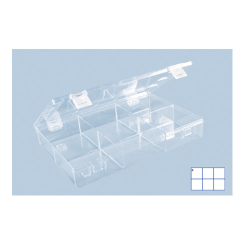 Hünersdorff Sort-kasten PS-CLASSIC, 6 Fächer 225x335x55 mm, glasklar