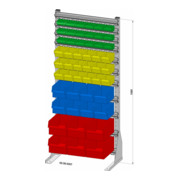 Hünersdorff Standregal einseitig 50 Sichtboxen PS pulverbeschichtet lichtgrau, 720x1585mm-1