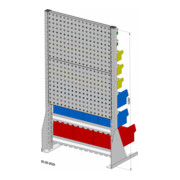 Hünersdorff Tisch-Standregal 41 Sichtboxen PS pulverbeschichtet lichtgrau, 720x1250mm-1
