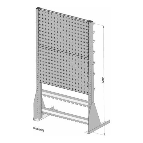 Hünersdorff Tisch-Standregal 41 Sichtboxen PS pulverbeschichtet lichtgrau, 720x1250mm