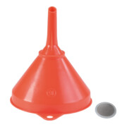 Hünersdorff Trichter HD-PE 168 mm mit Öse mit Überlaufrand und Sieb, rot-1