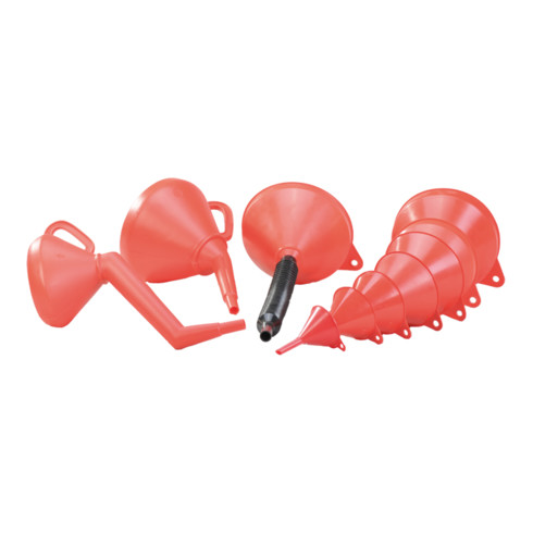 Hünersdorff Trichter HD-PE 168 mm mit Öse mit Überlaufrand und Sieb, rot