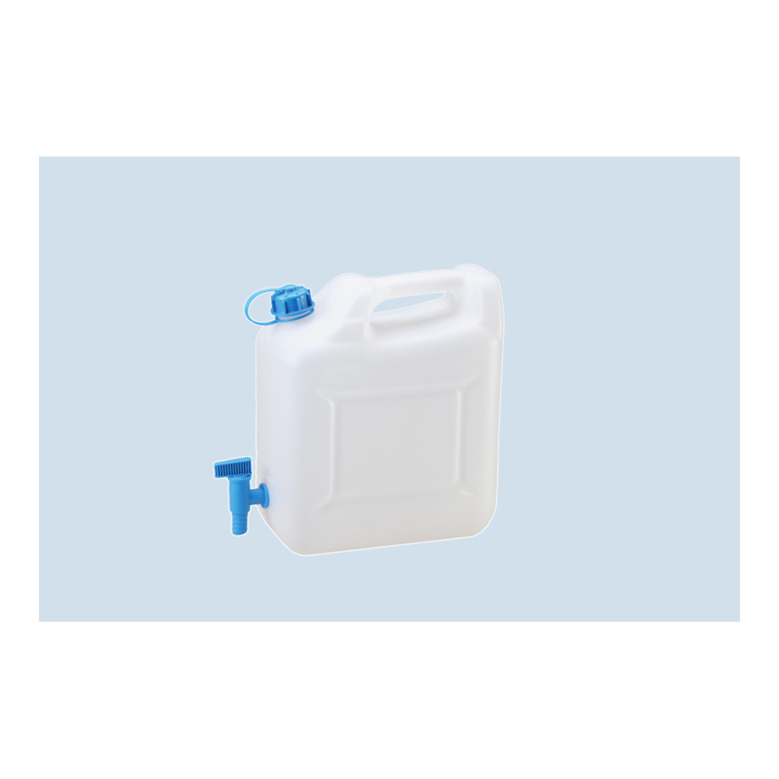 Hünersdorff Wasserkanister ECO 12 L mit Hahn, HD-PE natur, fest montierter Ablasshahn (blau)