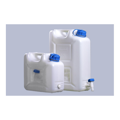 Hünersdorff Wasserkanister HD-PE natur mit integriertem Auslaufhahn, 20 Liter