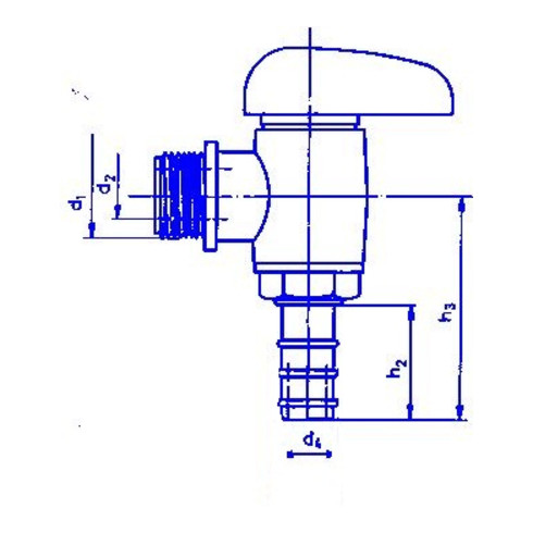 Hünersdorff Winkelhahn mit Rohrgewinde R 1/2" mit Tüllenanschluss 1/2", natur
