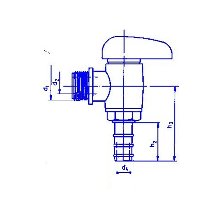 Hünersdorff Winkelhahn mit Rohrgewinde R 1/2" mit Tüllenanschluss 1/2", natur