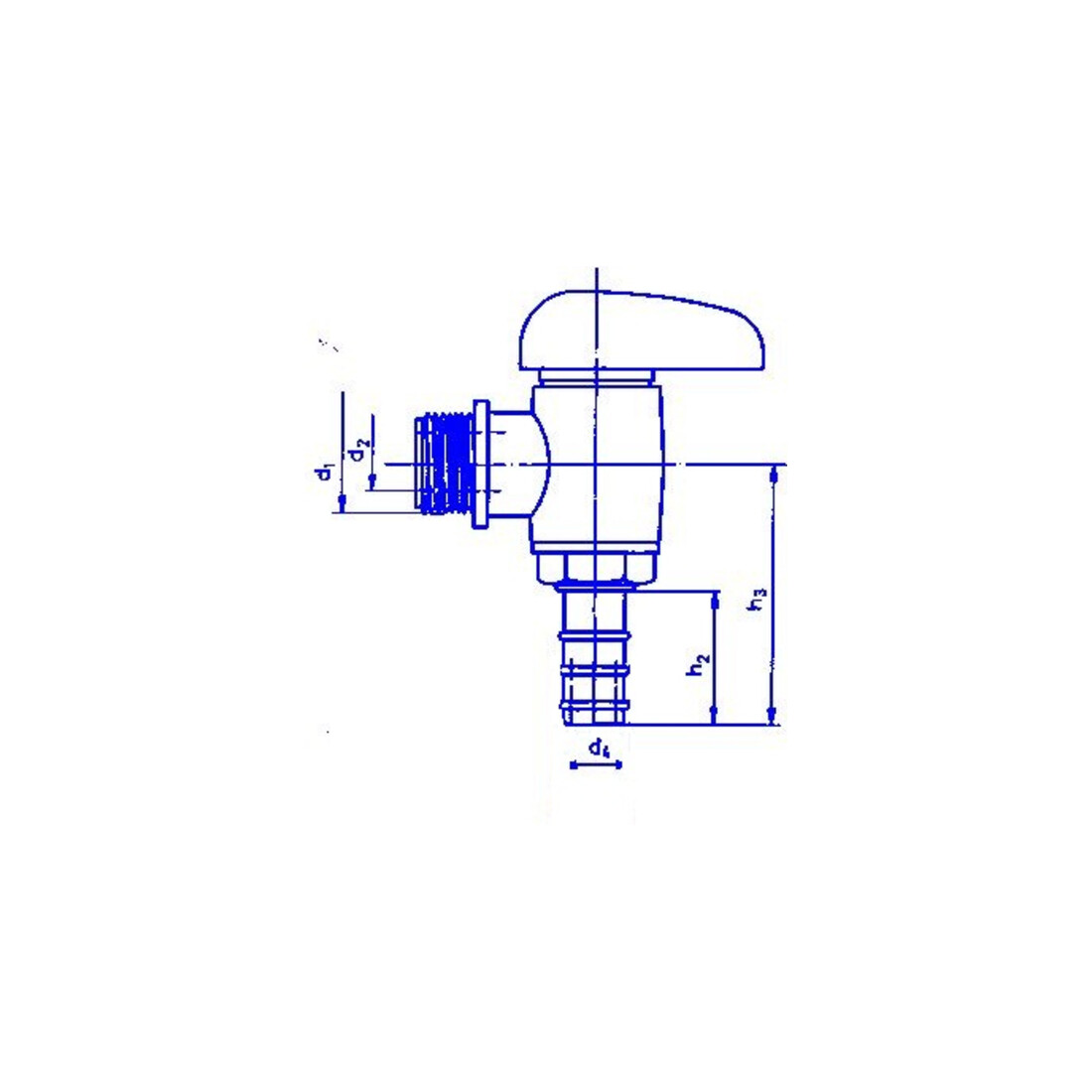 Hünersdorff Winkelhahn mit Rohrgewinde R 1/2" mit Tüllenanschluss 1/2", natur