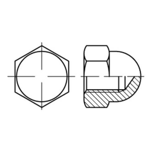 DIN 1587 Sechskant-Hutmutter hohe Form, Stahl 6