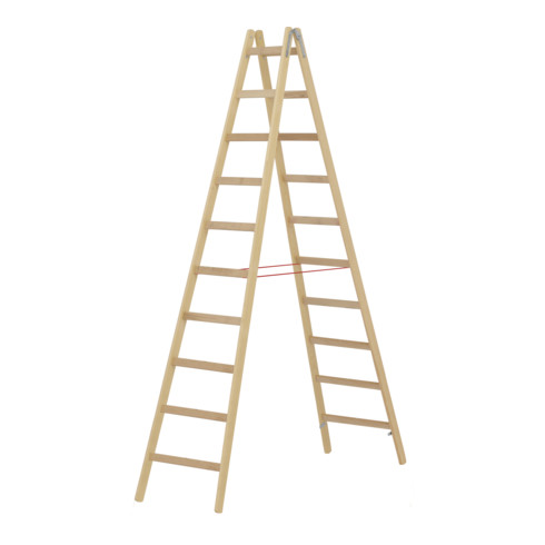Hymer Dubbele houten ladder, tweezijdig beklimbaar, 2x10 sporten